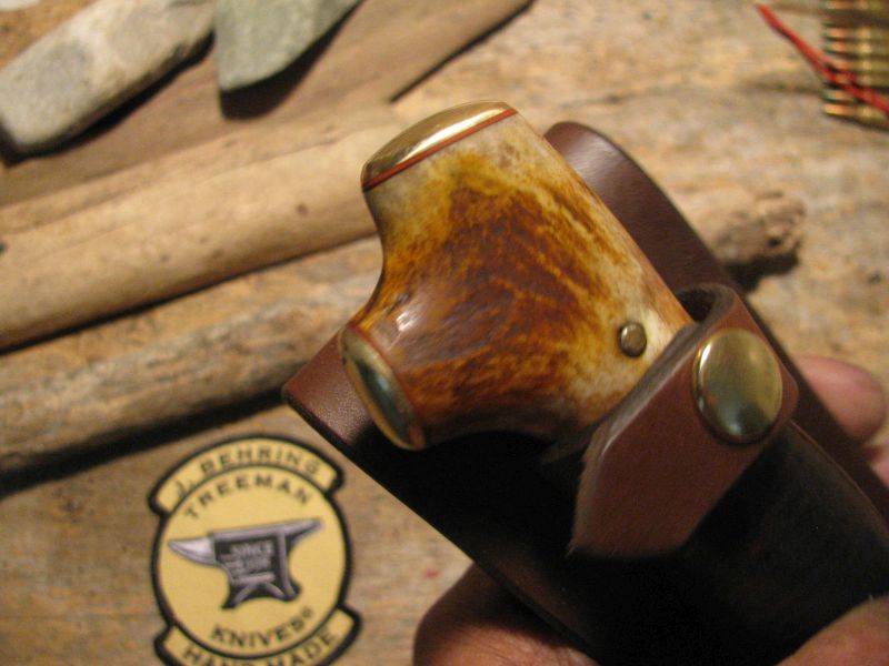 J.Behring Handmade Crotch Stag brass butt caps "Rare"