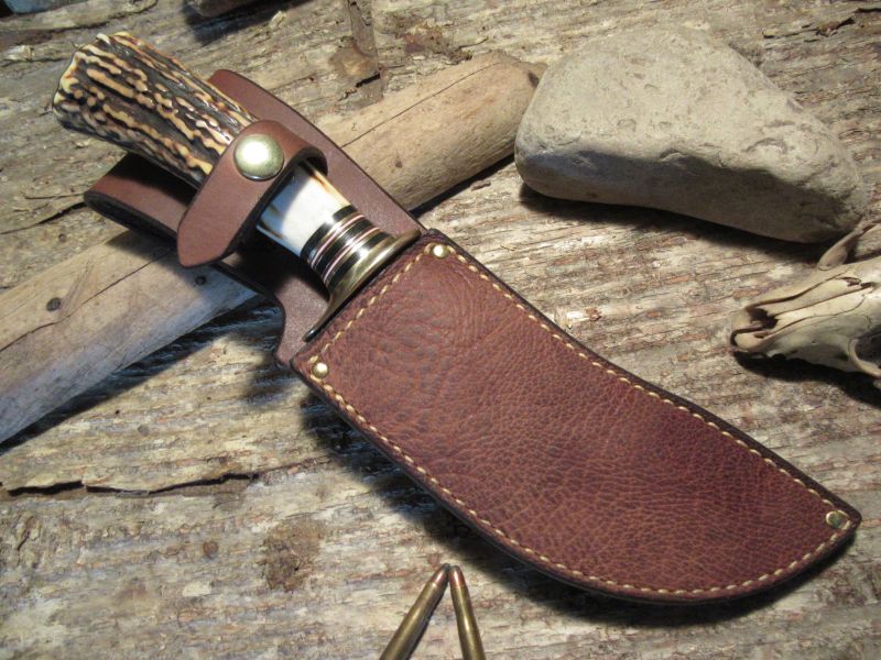 ** J.Behring Handmade Woodmonk 6" Hand Forged Studebaker spring Blade AAA Stag Ox Butt Cap