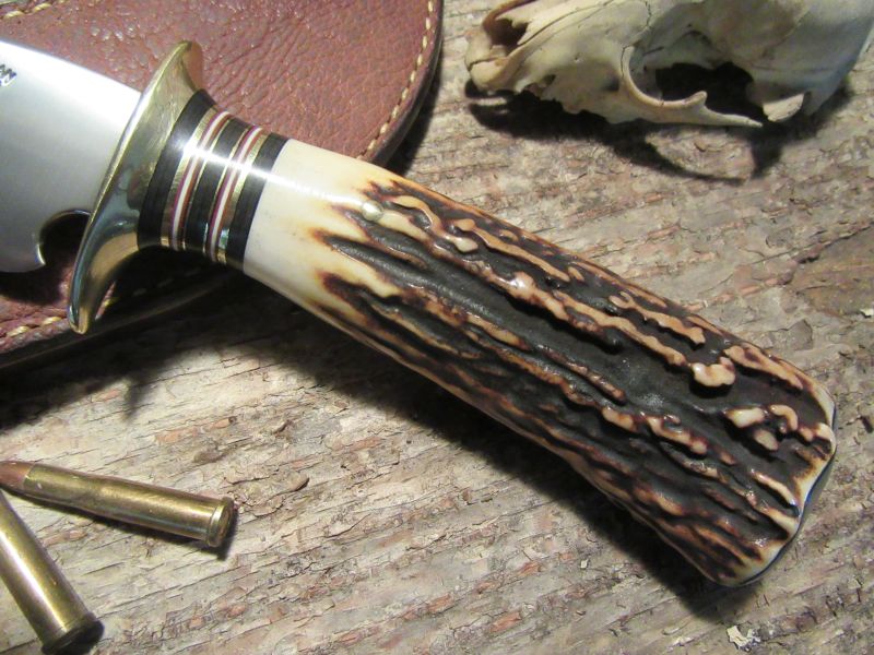 ** J.Behring Handmade Woodmonk 6" Hand Forged Studebaker spring Blade AAA Stag Ox Butt Cap