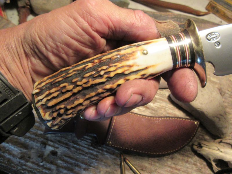 ** J.Behring Handmade Woodmonk 6" Hand Forged Studebaker spring Blade AAA Stag Ox Butt Cap