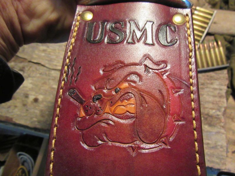J. Behring Handmade USMC Big Ass Fighter   Bulldog  Logo Sheath