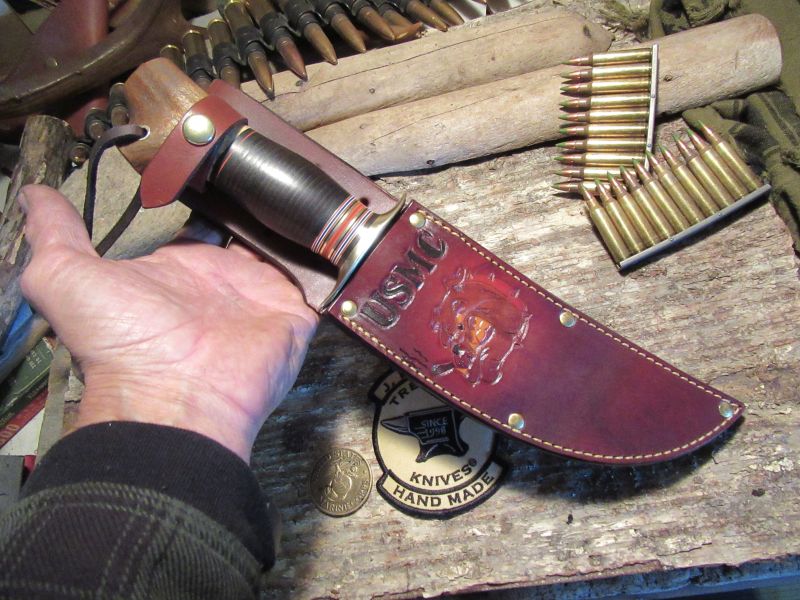 J. Behring Handmade USMC Big Ass Fighter   Bulldog  Logo Sheath