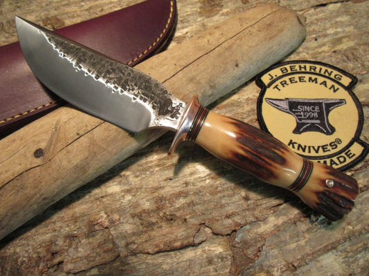 ** J. Behring Handmade Stag/Stag Copper Alaskan Hammermark Skinner.