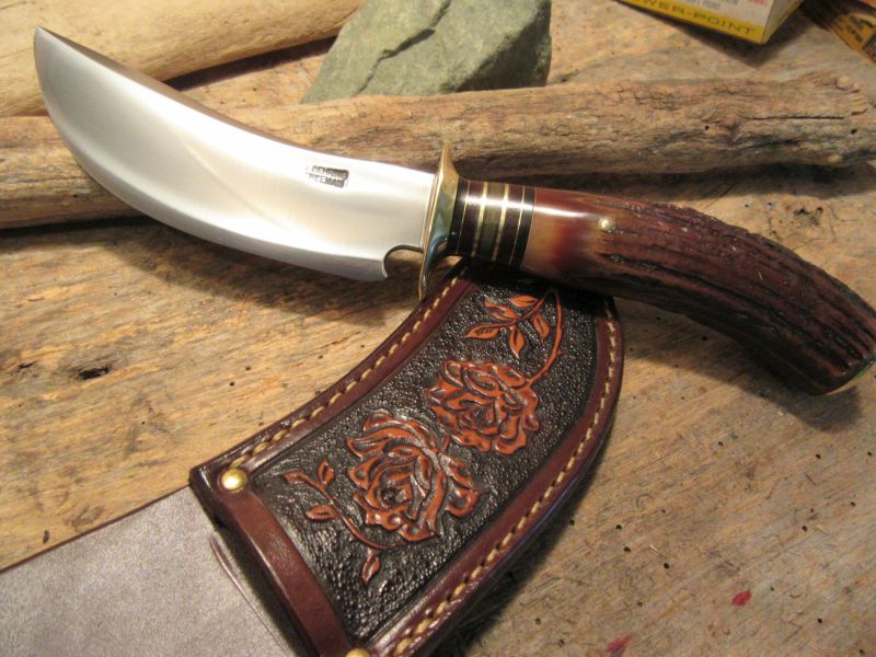  J.Behring Handmade Woodcraft Hunter Blood Stag Western Floral Sheath