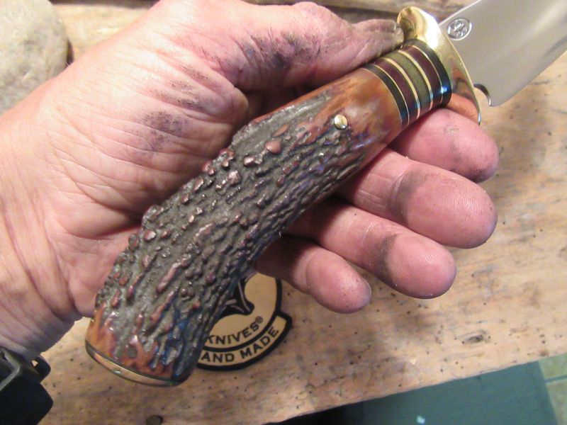  J.Behring Handmade Woodcraft Hunter Blood Stag Western Floral Sheath