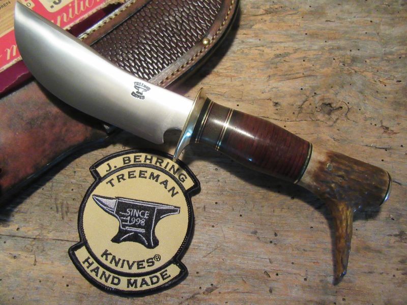 J. Behring Handmade Wood Craft Drop Tine Brass beavertail sheath 