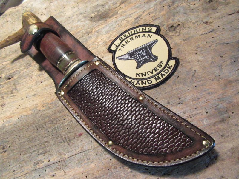 J. Behring Handmade Wood Craft Drop Tine Brass beavertail sheath 