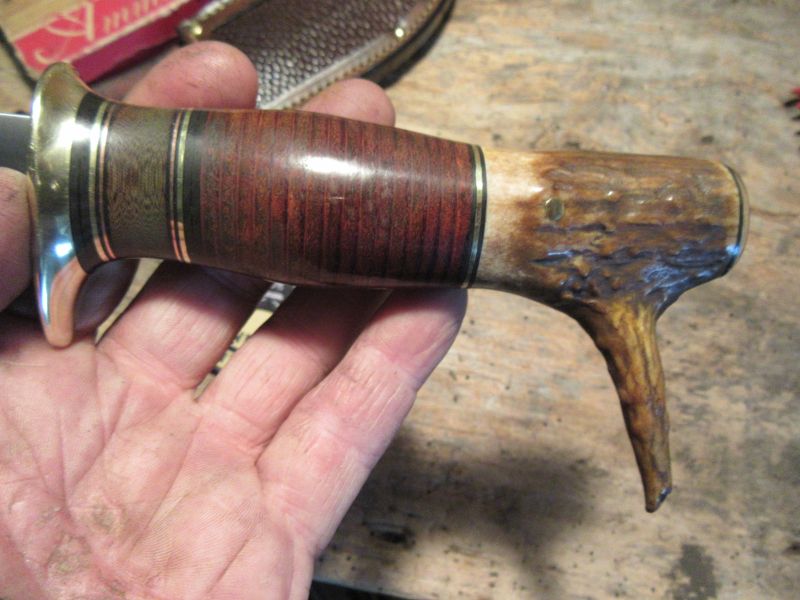 J. Behring Handmade Wood Craft Drop Tine Brass beavertail sheath 