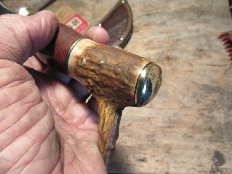 J. Behring Handmade Wood Craft Drop Tine Brass beavertail sheath 