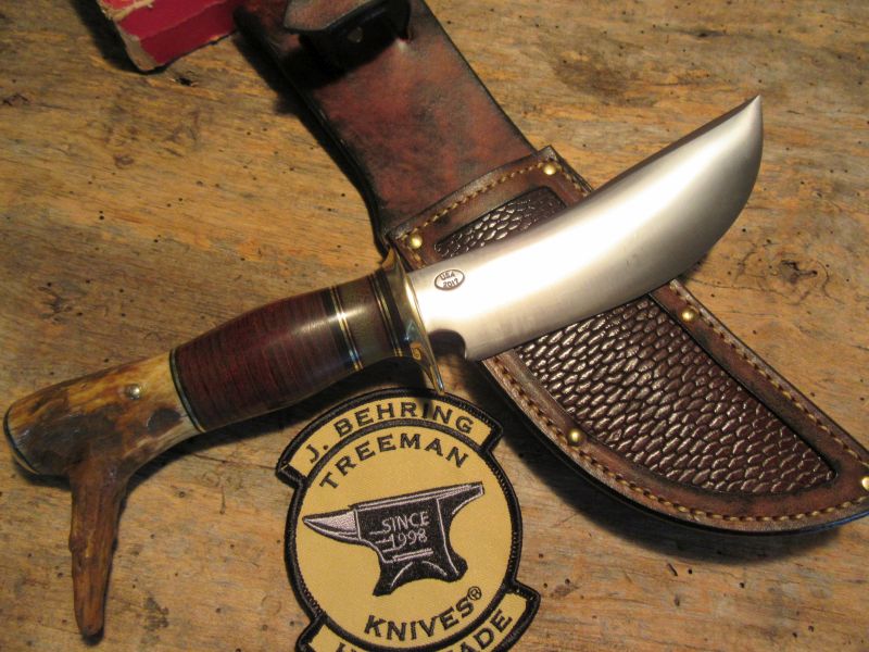 J. Behring Handmade Wood Craft Drop Tine Brass beavertail sheath 