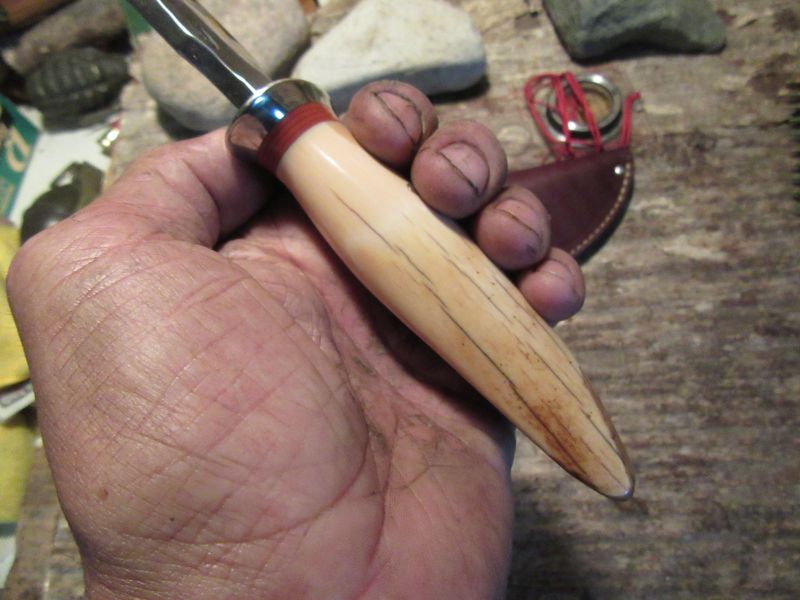 J. Behring Handmade Alaskan Artifact Walrus Ivory Sled Runner handle