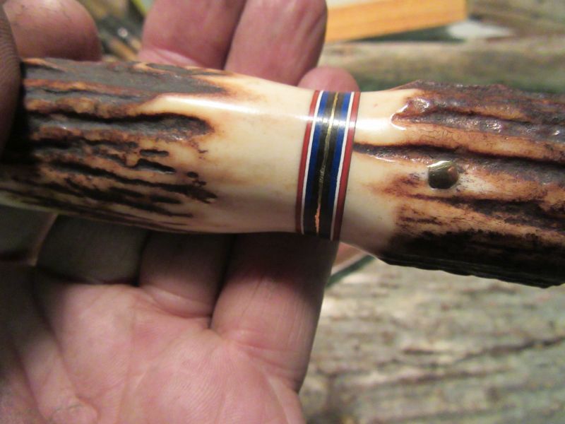 J. Behring Handmade Huron Hunter 6 1/2" Forged Blade Stag Stag 