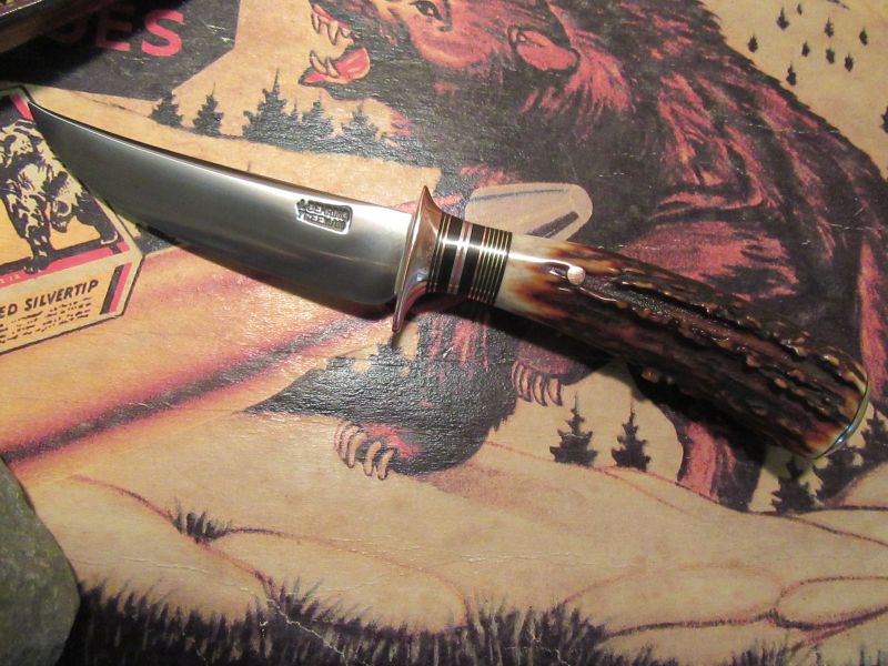 J. Behring Handmade Trout & Deer Red Stag Copper Guard 