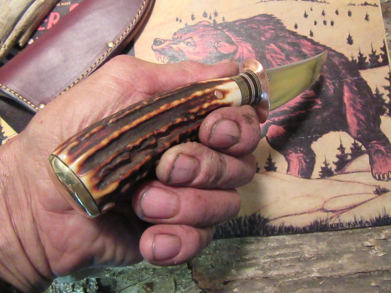 J. Behring Handmade Trout & Deer Red Stag Copper Guard 