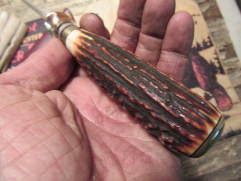 J. Behring Handmade Trout & Deer Red Stag Copper Guard 