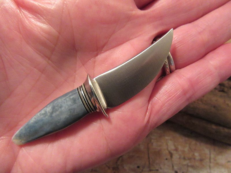 Miniature Blue Walrus Ivory TIP Knife!!