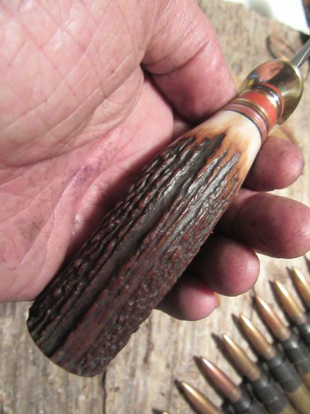 J. Behring Handmade Iron Mountain Hunter Anvil Stamp Stabilized Red Stag 