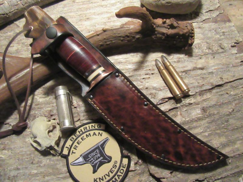 ** J. Behring Handmade Huron Hunter Horsehide crotch Stag Copper Guard
