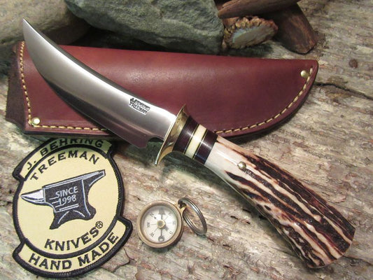 J.Behring Handmade  4 1/2" Trout and Deer STAG Compass!!