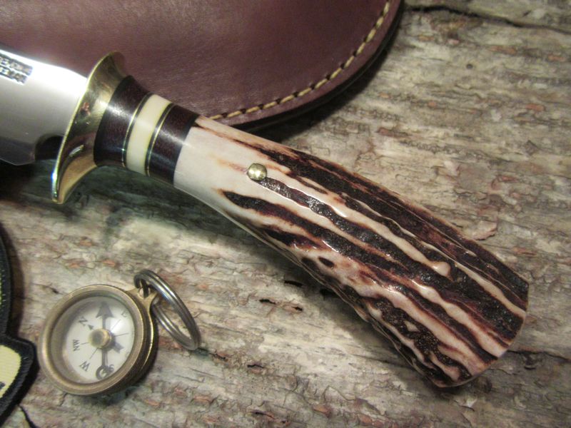J.Behring Handmade  4 1/2" Trout and Deer STAG Compass!!
