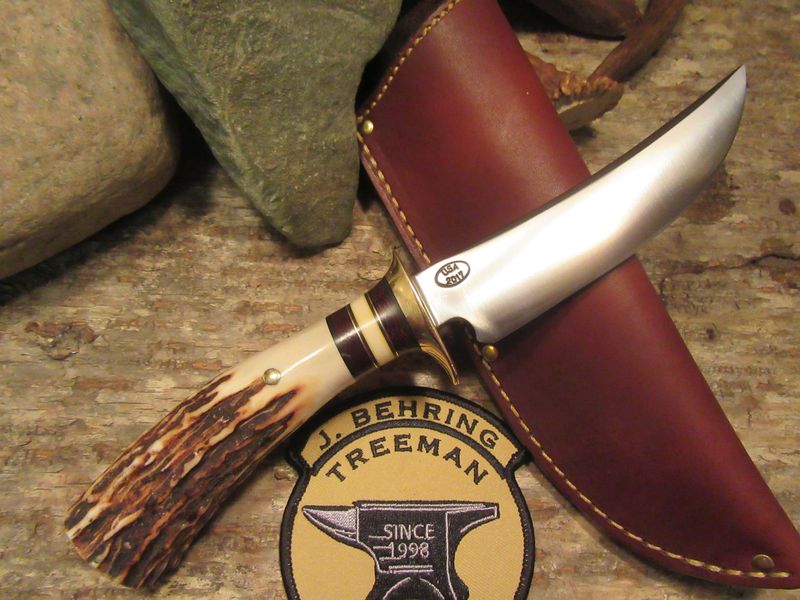 J.Behring Handmade  4 1/2" Trout and Deer STAG Compass!!