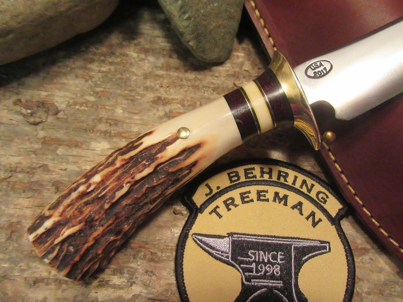 J.Behring Handmade  4 1/2" Trout and Deer STAG Compass!!