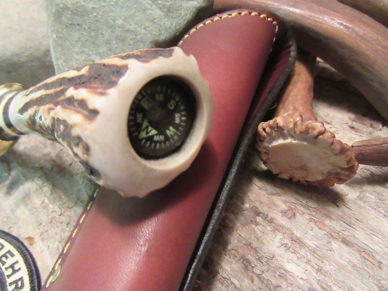 J.Behring Handmade  4 1/2" Trout and Deer STAG Compass!!