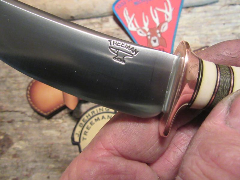 * J. Behring Treeman Handmade Copper Hunter Skinner AAA Stag 