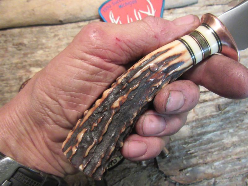 * J. Behring Treeman Handmade Copper Hunter Skinner AAA Stag 
