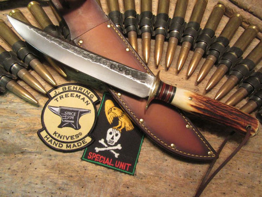       J. Behring Anvil stamp Double Skull Fighter 8 1/2" hammer mark Blade