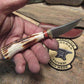      Treeman J. Behring Handmade Trout Knife Sambar Stag Dommed Brass butt 