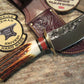  J.Behring Handmade BIG FATTY HUNTER  RED Stag Acorn & Oak Leaf Sheath 