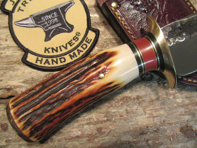  J.Behring Handmade BIG FATTY HUNTER  RED Stag Acorn & Oak Leaf Sheath 