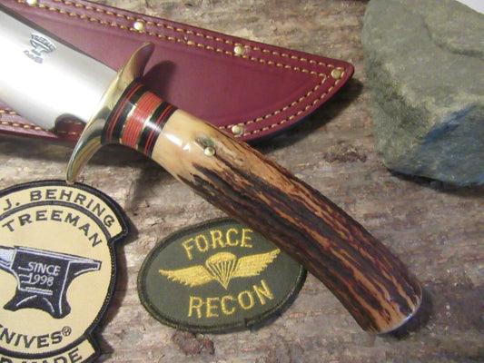 J. Behring Camp Fighter 7 1/2" Blade X-Long AAA Stag handle 