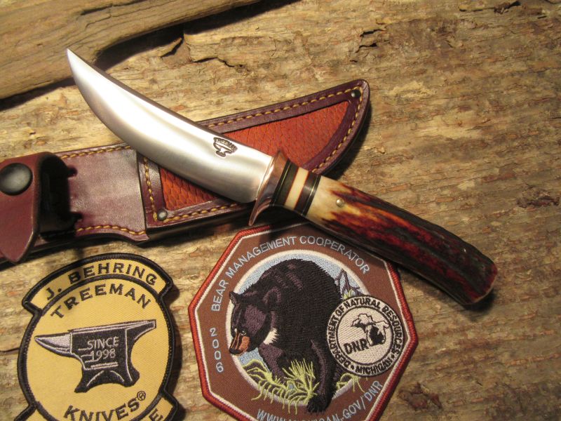      J. Behring Handmade Trout & Deer RED Stag Copper Guard