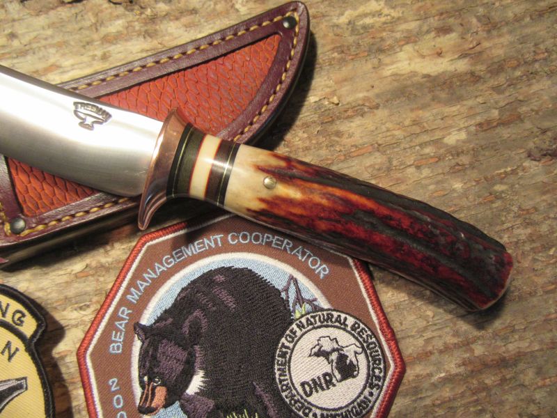      J. Behring Handmade Trout & Deer RED Stag Copper Guard