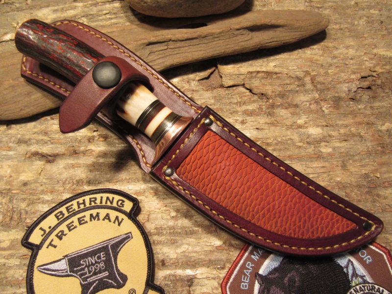      J. Behring Handmade Trout & Deer RED Stag Copper Guard