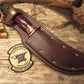 BIG CAMP KNIFE ! Horsehide Crown Stag handle Brass guard 