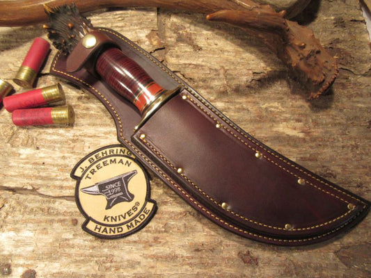 BIG CAMP KNIFE ! Horsehide Crown Stag handle Brass guard 