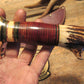   Big Six 6" Hunter Drop Tine sambar Stag Horsehide brass guard and butt cap. 