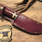   Big Six 6" Hunter Drop Tine sambar Stag Horsehide brass guard and butt cap. 