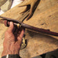   Big Six 6" Hunter Drop Tine sambar Stag Horsehide brass guard and butt cap. 
