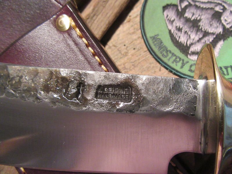 J.Behring 7" Camp knife Studebaker spring steel Crown