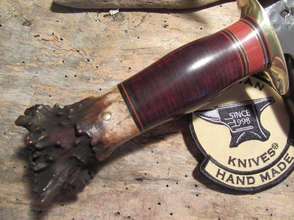 J.Behring 7" Camp knife Studebaker spring steel Crown