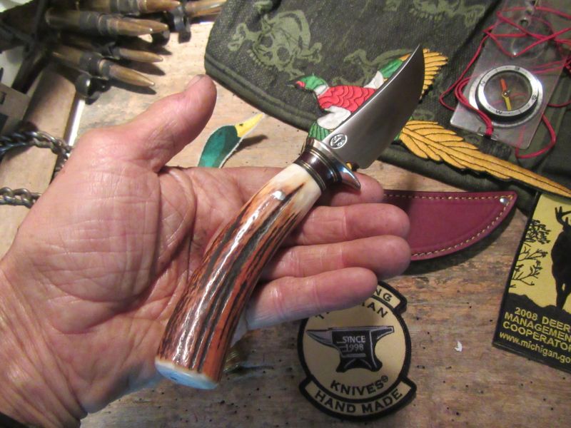 J. Behring Handmade T & D Hunter Sambar Stad Nickel guard  Brown spcs 