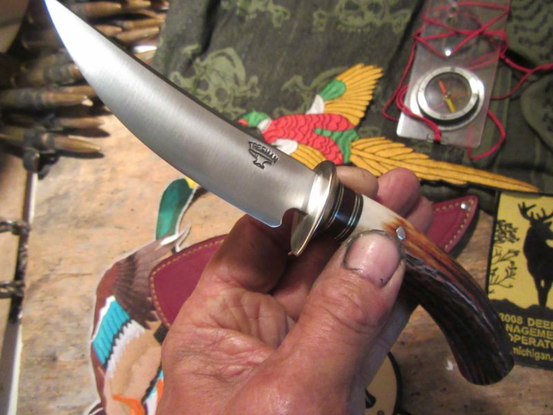 J. Behring Handmade T & D Hunter Sambar Stad Nickel guard  Brown spcs 