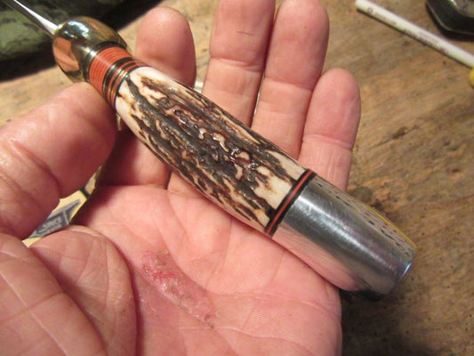      Treeman Deer & Trout Stag Aluminum 4 1/2" Blade Beaver Tail Sheath