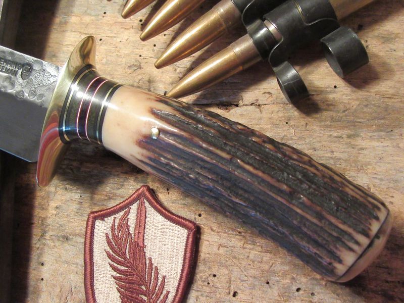  BIG Double skull Clip Point Fighter Hammermark Musk Ox Butt