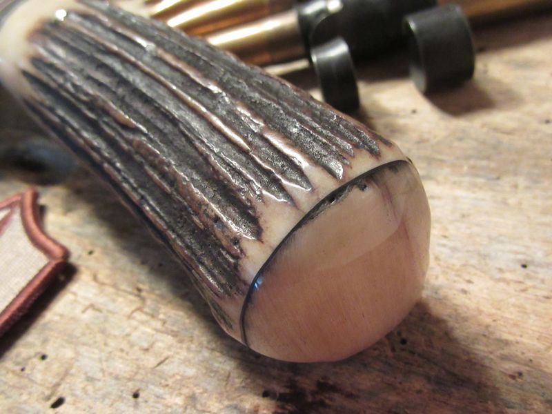  BIG Double skull Clip Point Fighter Hammermark Musk Ox Butt