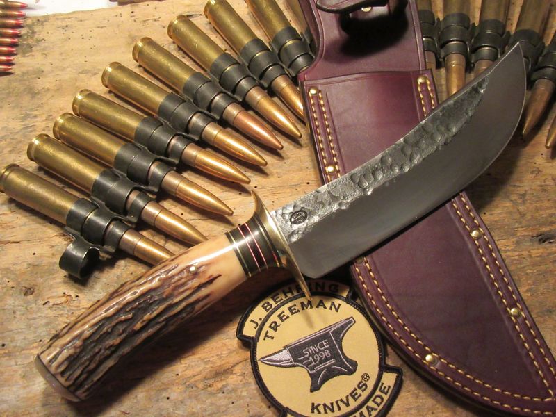  BIG Double skull Clip Point Fighter Hammermark Musk Ox Butt